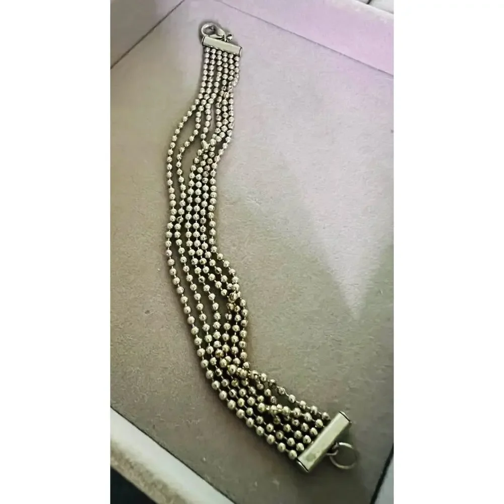Multi-Strand Vintage Silver-Tone Ball Chain Bracelet